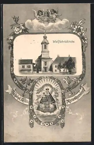 AK Maria Enzersdorf, Wallfahrtskirche und Marienbildnis