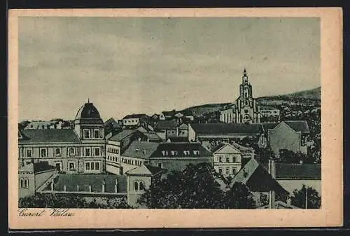 AK Vöslau, Ortsansicht aus der Vogelschau