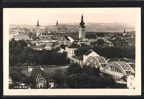 AK Wels, Totalansicht aus der Vogelschau