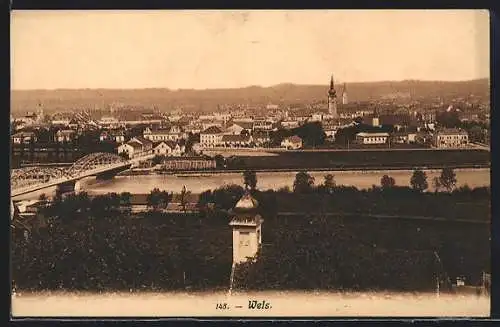 AK Wels, Totalansicht aus der Vogelschau
