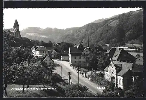 AK Pernegg-Kirchdorf, Strassenpartie aus der Vogelschau