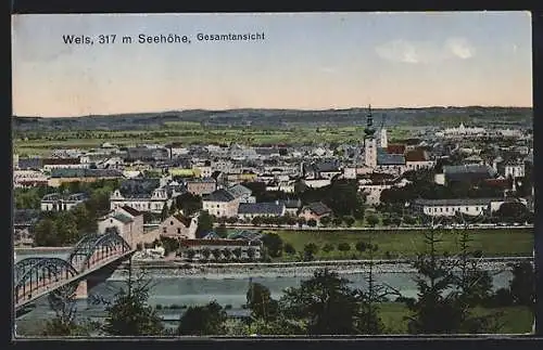 AK Wels, Gesamtansicht aus der Vogelschau