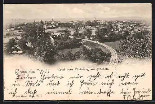 AK Wels, Totalansicht vom Rheinberg aus