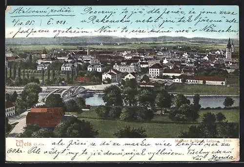 AK Wels, Totalansicht aus der Vogelschau