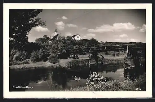 AK Plank am Kamp, Blick zum Ort mit Kirche