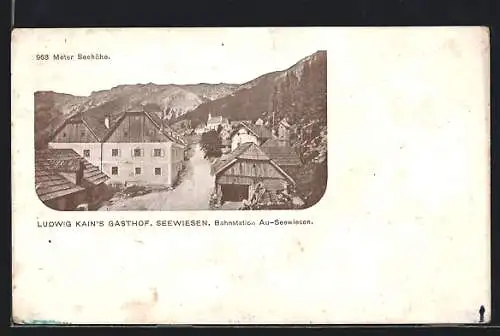 AK Seewiesen /Bahnstation Au-Seewiesen, Ludwig Kain`s Gasthof