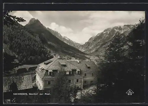 AK Seewiesen, Gasthof Zur Post aus der Vogelschau
