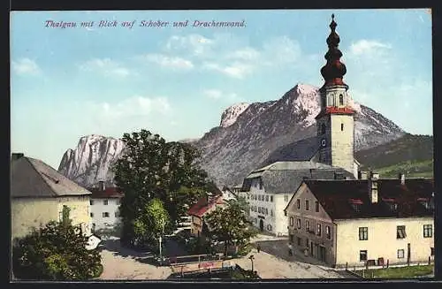 AK Thalgau, Ortsansicht mit Blick auf Schober & Drachenwand