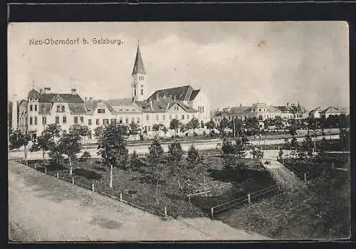 AK Neu-Oberndorf bei Salzburg, Teilansicht mit Kirche