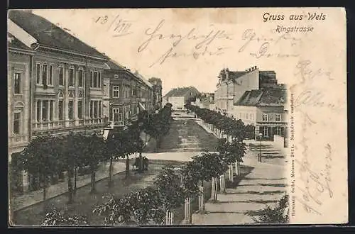 AK Wels, Ringstrasse aus der Vogelschau