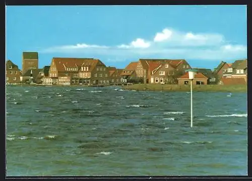 AK Baltrum /Nordsee, Ortsansicht bei Sturmflut
