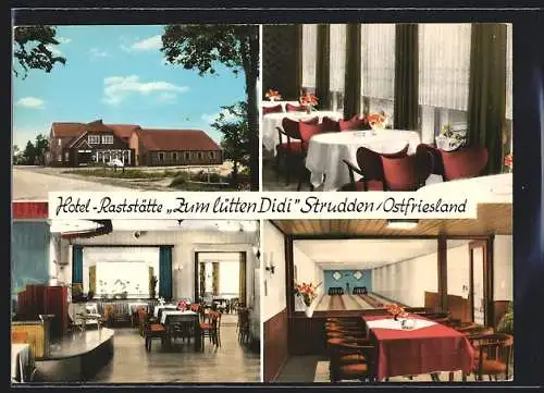 AK Strudden /Ostfriesland, Vier Ansichten von der Hotel-Raststätte Zum Lütten Didi