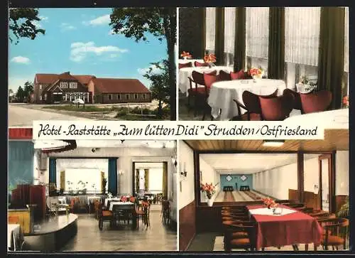 AK Strudden /Ostfriesland, Vier Ansichten von der Hotel-Raststätte Zum Lütten Didi
