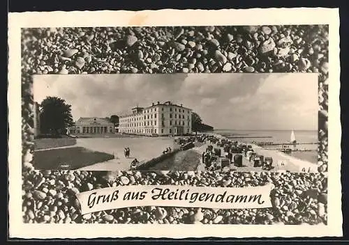 AK Heiligendamm, Strandpartie mit Hotel