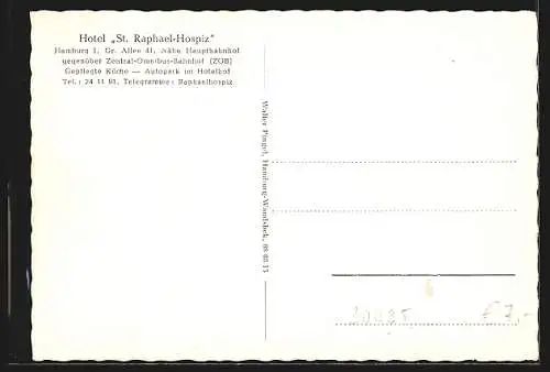 AK Hamburg-St.Georg, Am St. Raphael-Hospiz, Grosse Allee 41