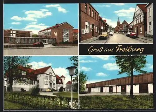 AK Freiburg /Elbe, Realschule, Ortsmitte, Krankenhaus, Schiesshalle