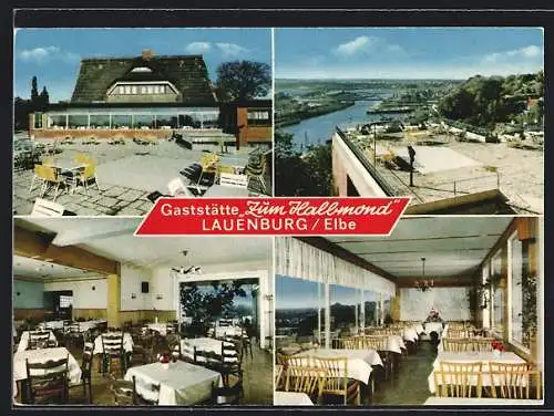 AK Lauenburg /Elbe, Gaststätte Zum Halbmond in vier Ansichten
