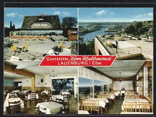 AK Lauenburg /Elbe, Vier Ansichten von der Gaststätte Zum Halbmond