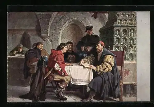 AK Martin Luther im Gespräch mit Studenten im Jenaer Gasthof zum Bären, 1522