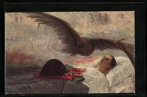 Künstler-AK Die letzte Vision, Napoleon auf dem Totenbett