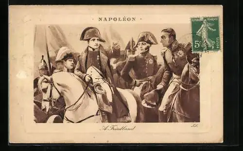 AK A Friedland, Napoleon zu Pferde bei seinen Offizieren