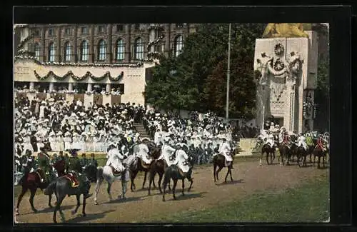AK Kaiserhuldigungs-Festzug 1908, Feldherren aus der Zeit des Siebenjährigen Krieges
