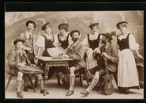 AK Männer und Frauen in Tracht mit Zither