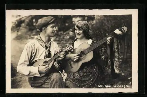 AK Musica Allegra, Frau mit Gitarre und Mann mit Mandoline