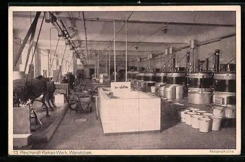 AK Hamburg-Wandsbek, Reichardt Kakao Werk, Personalküche
