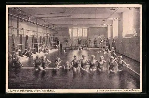 AK Hamburg-Wandsbek, Reichardt Kakao Werk, Brause und Schwimmbad für Arbeiterinnen