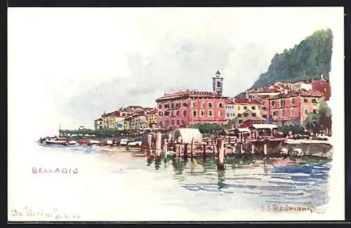 Künstler-AK Bellagio, Ortspanorama, Um 1900