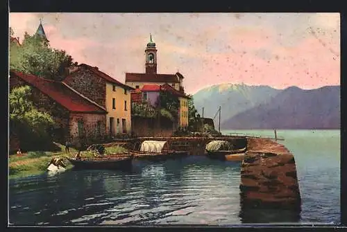 AK Gambarogno-Vira, Parite am See mit Blick auf den Steg