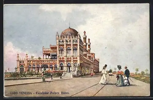 Künstler-AK Lido di Venezia, Excelsior Palace Hotel