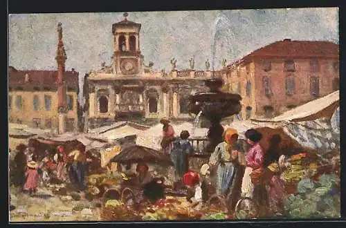 Künstler-AK Udine, Piazza delle Erbe