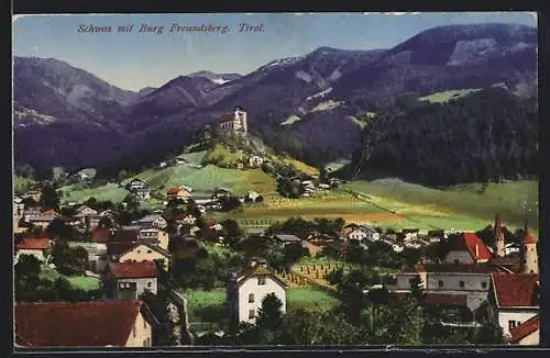 AK Schwaz, Ortsansicht mit Burg Freundsberg