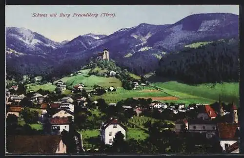 AK Schwaz /Tirol, Ortsansicht mit Burg Freundsberg