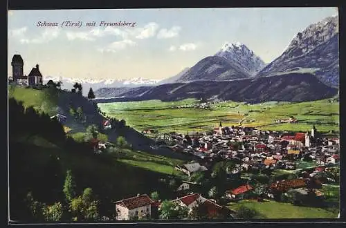 AK Schwaz, Ansicht mit Freundsberg