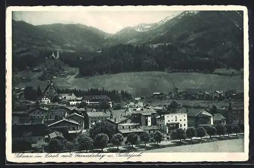 AK Schwaz /Tirol, Ortsansicht mit Freundsberg und Kellerjoch