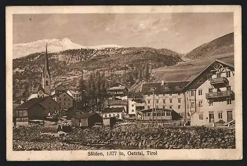 AK Sölden /Tirol, Ortsansicht mit Kirche