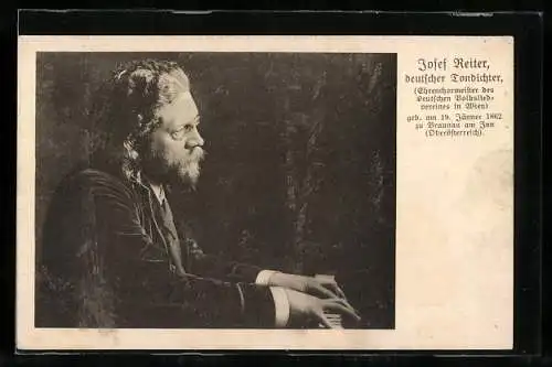 AK Komponist Josef Reiter am Klavier