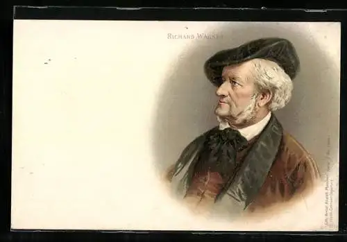 Lithographie Brustportrait Richard Wagner
