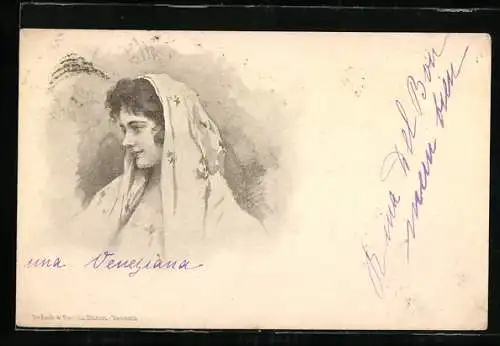 AK Venedig / Venezia, Schöne Venezianerin mit Kopftuch