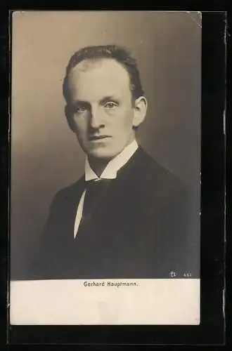 AK Gerhard Hauptmann, Portrait in jungen Jahren