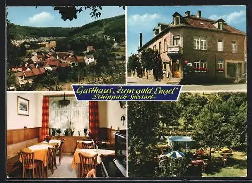 AK Schippach /Spessart, Gasthaus und Pension Zum goldenen Engel, Ortsansicht aus der Vogelschau
