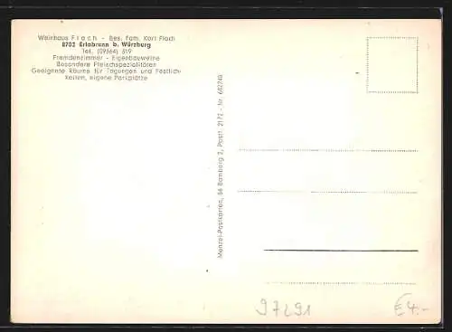 AK Erlabrunn b. Würzburg, Gaststätte Weinhaus Flach
