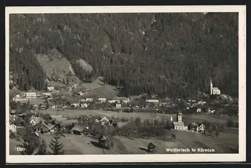AK Weissbriach, Blick aus der Vogelschau auf den Ort