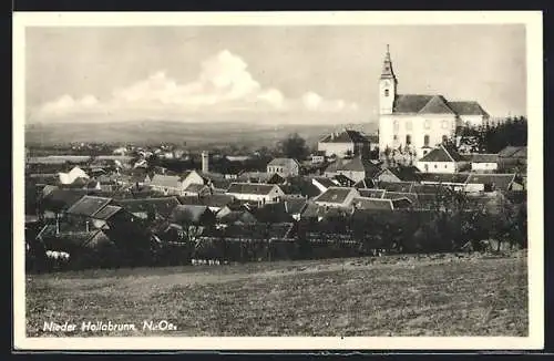AK Niederhollabrunn /Niederösterreich, Ortsansicht mit Kirche