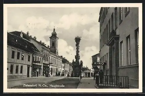 AK Zistersdorf, Hauptstrasse, Partie am Kino