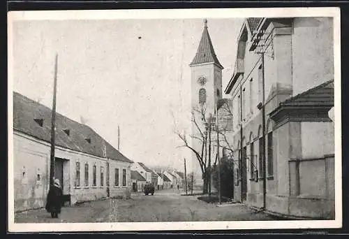 AK Probstdorf, Blick zur Kirche, Strassenpartie