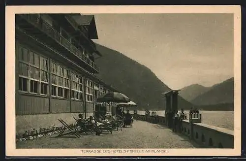 AK Breitenwang, Terrasse des Hotels Forelle am Plansee